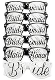 Bridal Bachelorette Party Favors - Wedding Kit - Bride & Bridesmaid Party Sunglasses - Set of 6 Pairs - Themed Novelty Glasses for Memorable Moments & Fun Photos (6pc Set, Black & White)
