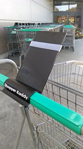 Shopper Kaddy Mountable to Shopping Cart Handlebar for Hands Free Shopping holds smart phones, 7"tablets,coupons,write on it for notes