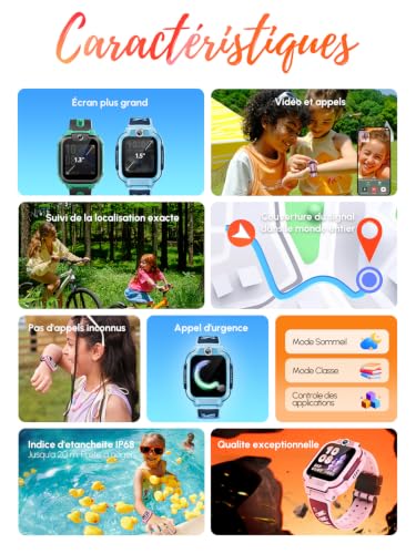 imoo Z3 Montre Connectée Enfant 4G avec Carte SIM : Traceur GPS Enfant Précis, Appels Vidéo HD, SOS, Étanche IP68 et Mode Classe - Smartwatch Enfant Fille Garçon