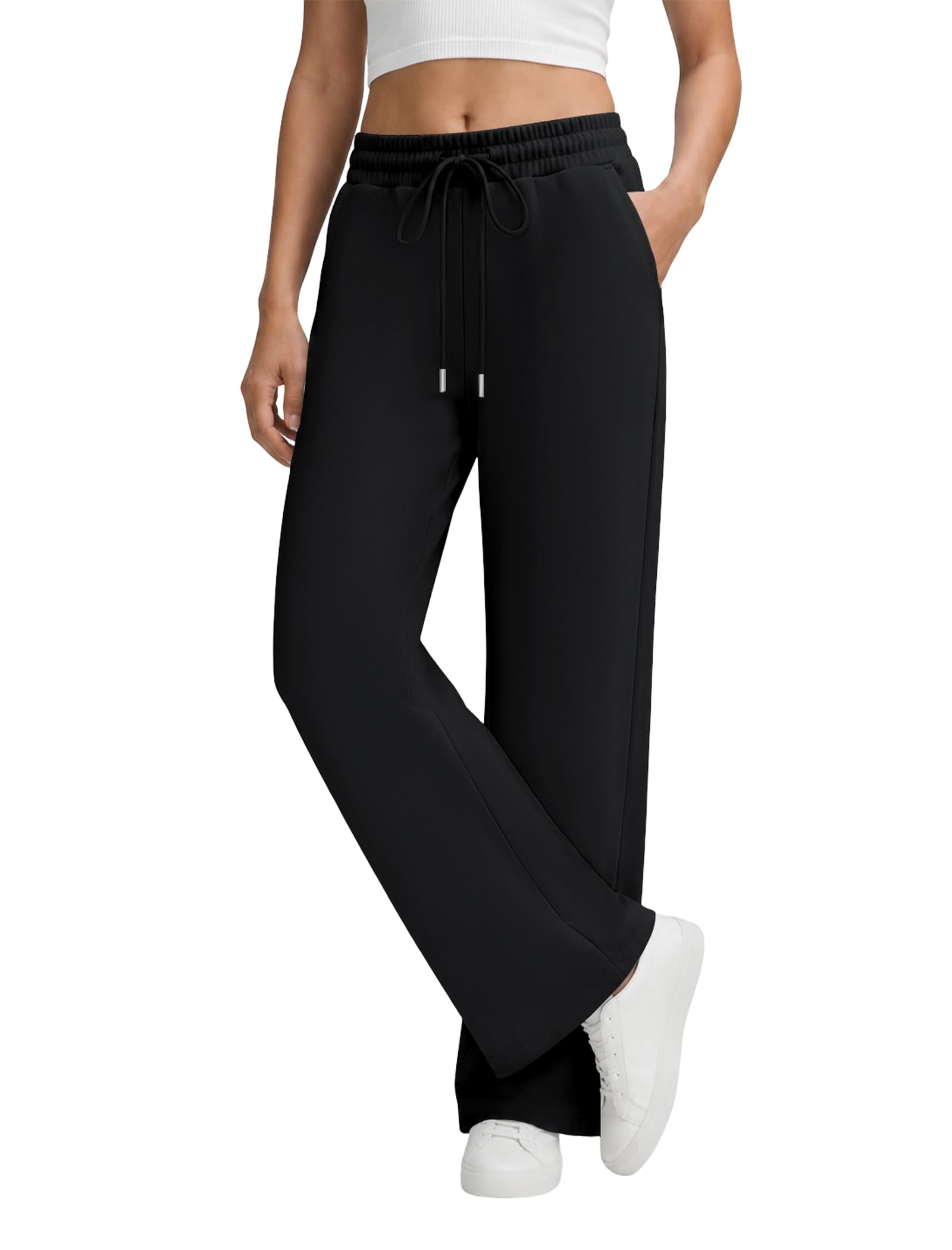 COPYLEAF Wide Leg Sweatpants Women Casual Baggy Sweat Pants with Pockets | Drawstring High Waisted Design, Two Convenient Poc