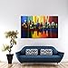 Wieco Art - Summer in The City Large 5 Piece Modern Abstract Colorful Landscape Artwork 100% Hand Painted Stretched and Framed Oil Paintings on Canvas Wall Art for Living Room Home Decorations