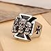 Triple Skulls Red Eyes Ball Iron Cross 316L Stainless Steel Mens's Cool Ring Punk Jewelry Sz 7-13