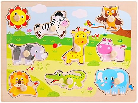OneCreation Wooden Puzzle Cognitive Board Hand Grasping Board (Animals) 1-6 Years Old Puzzle Toy