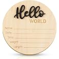 Baby Announcement Sign - 5.9 Inch Wooden Hello World Newborn Welcome Plaque For Hospital Photos, Nursery (Blue) - View #7