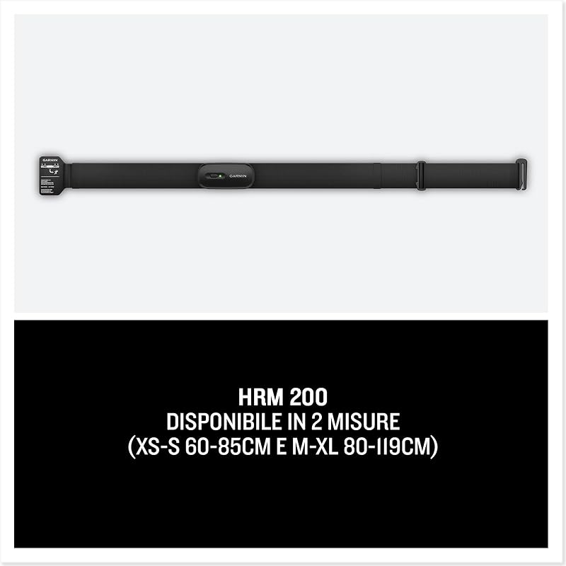 HRM-200 (M-XL), Fascia cardio, Bluetooth e ANT+, Multisport, HRV, Impermeabile 3 ATM, Lavabile in lavatrice, Autonomia fino a 1 anno