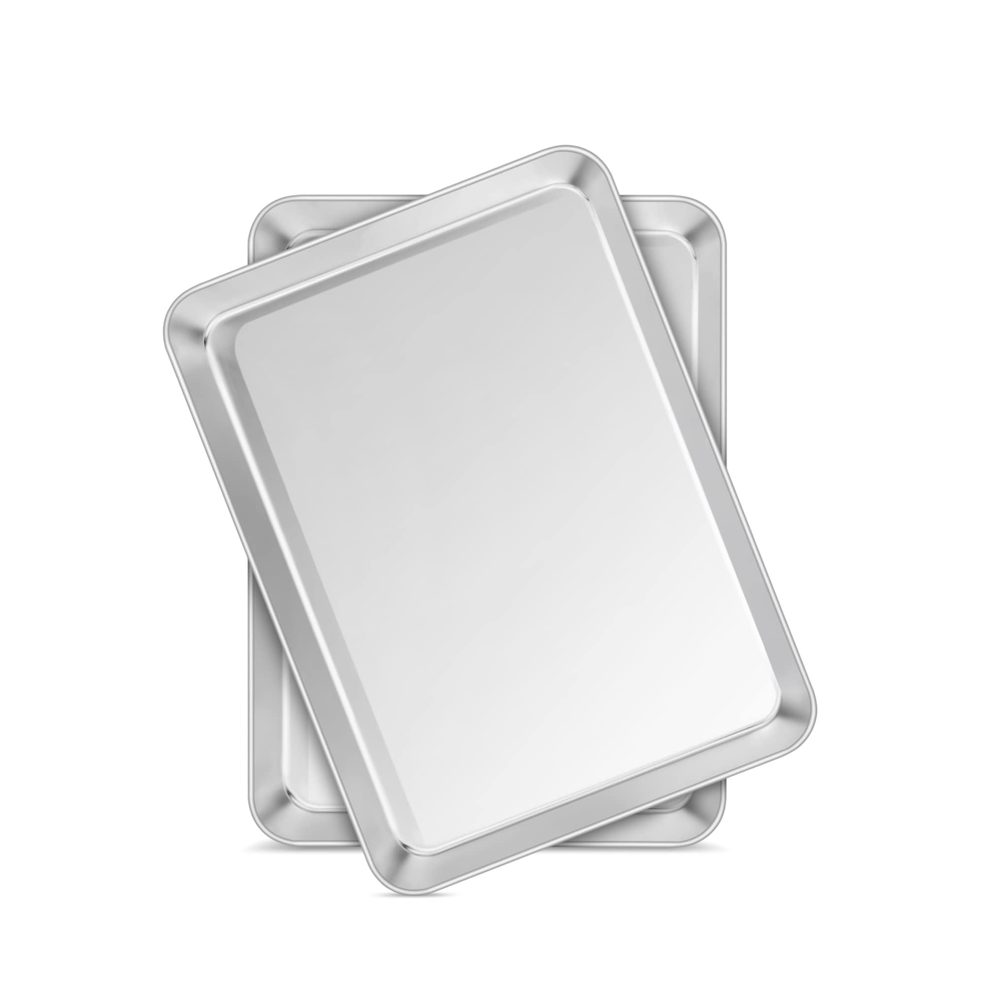 Joyfair Baking Trays for Oven, 2 Pieces Stainless Steel Baking Oven Tray Set, Flat Cookie Sheet Great for Cooking Roasting, Non Toxic & Rust Free, Mirror Finished & Dishwasher Safe, 26.5x20.5x2.5cm
