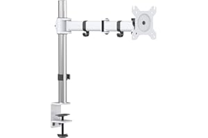 SHOPPINGALL Single LCD LED Monitor Mount Stand with Adjustable Arm for 13"-32" Monitor with Desk Clamp and Grommet Mounting O