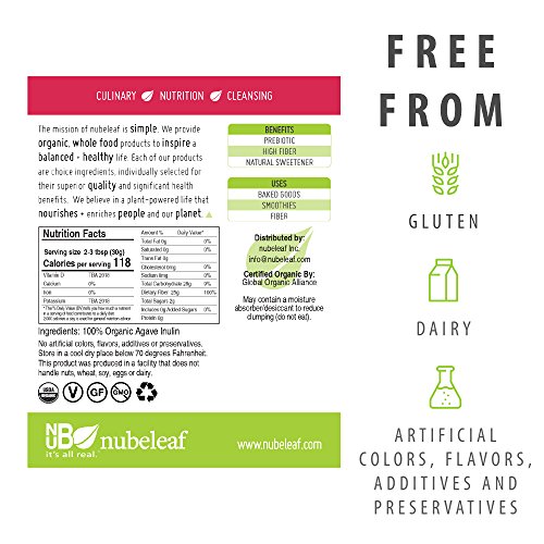 image for Nubeleaf Agave Inulin Powder - Non-GMO, Gluten-Free, Raw, Organic, Veg