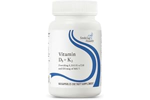 Seeking Health Vitamin D3 + K2 - Immune System & Bone Health Support with Vitamin D3 (Cholecalciferol) & Vitamin K2 (Menaquinone-7) - Vegetarian Vitamin D & K Supplement - 60 Capsules