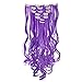 SWACC 7 Pcs Full Head Party Highlights Clip on in Hair Extensions Colored Hair Streak Synthetic Hairpieces (20-Inch Curly, Purple)