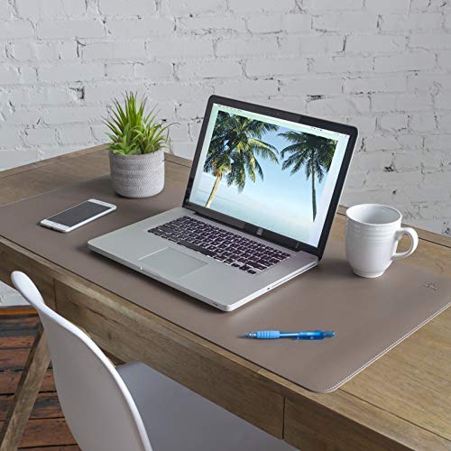 Desk Mat Brown & Dark Brown 17x36 | Computer, Laptop, Keyboard & Mouse Pad Organizer | Leather Cover Office Table Protector | Double Side Gaming Surface with Colors | Typing & Writing Accessories