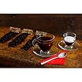 "Roma" 3.2-Ounce. Small Demitasse Clear Glass Espresso Drinkware, Set of 6 Cups/Saucers + Set of 6 Stainless Steel 18/10 mini Espresso Spoons! Hostess, Coffee Lover/Enthusiast, Espresso.