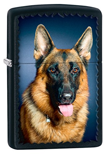 Zippo Lighter: German Shepherd Portrait - Black Matte 76983