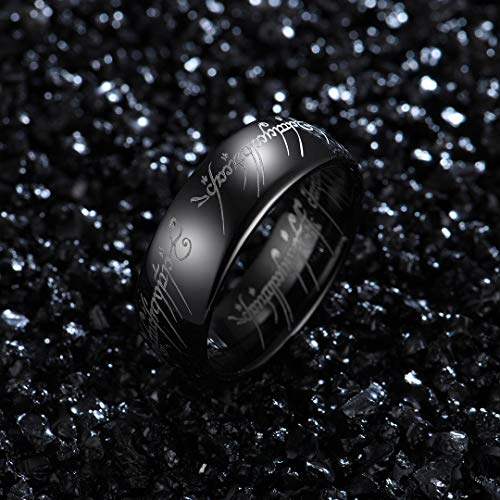 Zoesky Men\'s 6mm 8mm Magic Black Tungsten Carbide Ring Comfort Fit Wedding Band Laser Etched (Black 8mm, 10)