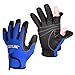 Goture Outdoor Sport 2 Cut Fingers Gloves Anti-Slip Skidproof for Fishing Hunting Riding Cycling (Blue)