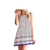 FLYMALL Paisley Print Halter Neck Shift Dress Mini Dress (S)