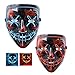 Gwei Halloween Mask Scary LED Light Up Mask -for Festival Cosplay Halloween Festival Party (2 Pack) (Red+Blue)
