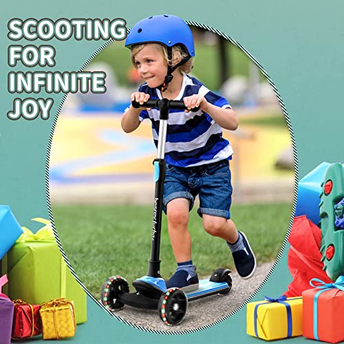 besrey 3-10 Years Child Scooter with Lights, Adjustable in 4 Heights, Blue