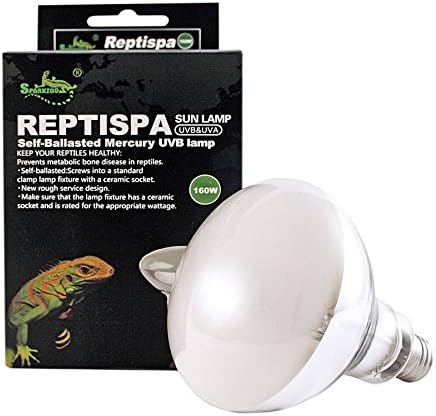 Reptispa UV Sun Lamp 160 Watts - UVB &amp; UVA Self-Ballasted Mercury Vapor Lamp
