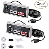 2 Pack NES Classic Controller for Nintendo Classic Mini Edition, AGPTEK Classic Nintendo Controller for NES Classic Mini 11.8ft Extension Cord, 2 Set Conductive Adhesive Pads Replacement