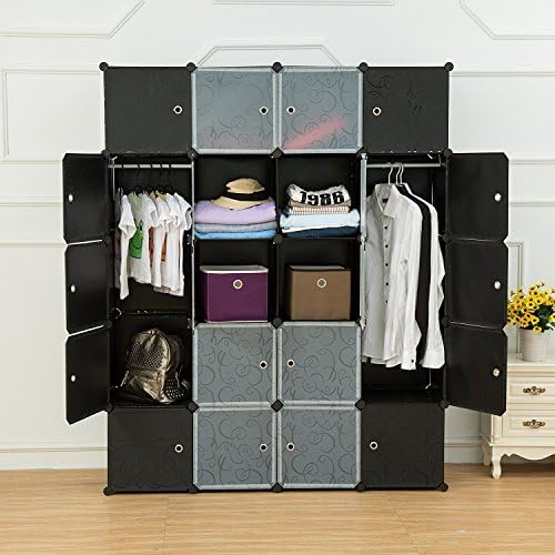 Update Plastic Wardrobe DIY Portable Closet Organizer with Doors (20 Cube(Deep))