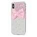 iPhone X Case, Mavis's Diary Luxury 3D Handmade Bling Full Diamonds Lovely Pink Bow with Shiny Sparkle Rhinestone Gems Crystal Clear Full Body Protection Hard PC Plastic Cover for iPhone X Edition