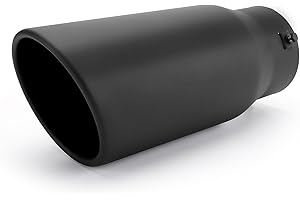 Richeer 2.75 to 3.5 inch Inlet exhaust tip, 5" Outlet 12" Long, Stainless Steel with Black Powder Finish, Fit 2.75''/3''/3.5'