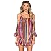 XILALU Women's Summer Rainbow Print Fringed Beach Dress Loose Chiffon Strap Dress (XXL)