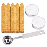 Outus Manuscript Sealing Wax Sticks without Wicks with Spoon and Candles for Envelops Postage Letter, 8 Pieces (Gold)
