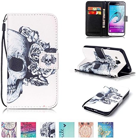 Galaxy J3 2015 Case, Firefish Kickstand Flip [Card Slots] Wallet Cover Double Layer Bumper Shell with Magnetic Closure Strap Protective Case for Samsung Galaxy J3 2015