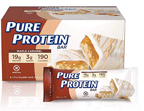 Pure Protein Bars, High Protein, Nutritious Snacks to Support Energy, Low Sugar, Gluten Free, Maple Caramel, 1.76oz, 12 Pack