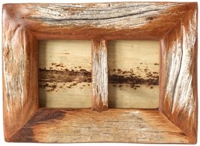 Hand Carved Wooden Picture Frame - passport size rustic