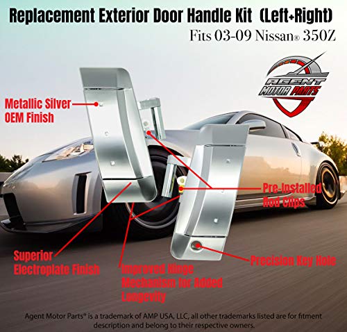 Replacement Exterior Door Handle Set [Both] - for fits Nissan 350z 2003, 2004, 2005, 2006, 2007, 2008, 2009 - Year Models 03, 04, 05, 06, 07, 08, 09 Replaces Part# 80607-CD41E, 80606-CD01E - Handles - Thumbnail 2