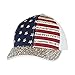USA Bling Baseball Cap, Sparkle Rhinestone American Flag Hat, Adjustable Size (White)