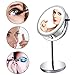 1X/10x Magnified Lighted Makeup Mirror Double Sided Round Magnifying Mirror Standing 360 Degree Swivel Vanity Mirror Battery Operated 7 Inch Diameter Shaving Bathroom Mirror