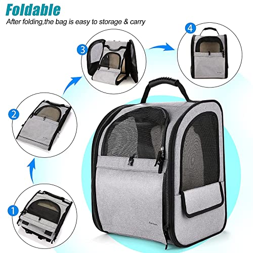 Cat Carrier Backpack,Expandable Cat Travel Carrier with Safety Strap and Zipper Buckle