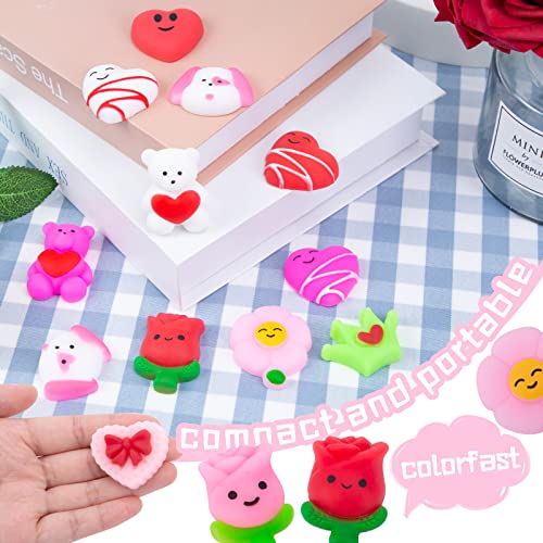 LovesTown 30PCS Valentines Day Mochi Squishy Toys, Mini Kawaii Squishies Stress Relief Fidget Toys for Valentine\'s Day Goodie Bag Fillers Party Favors