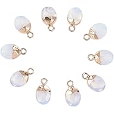DanLingJewelry 20 pcs Natural Opalite Charms Faceted Oval Necklace Pendants Gemstone Charms for Jewelry Making 14x8x5mm