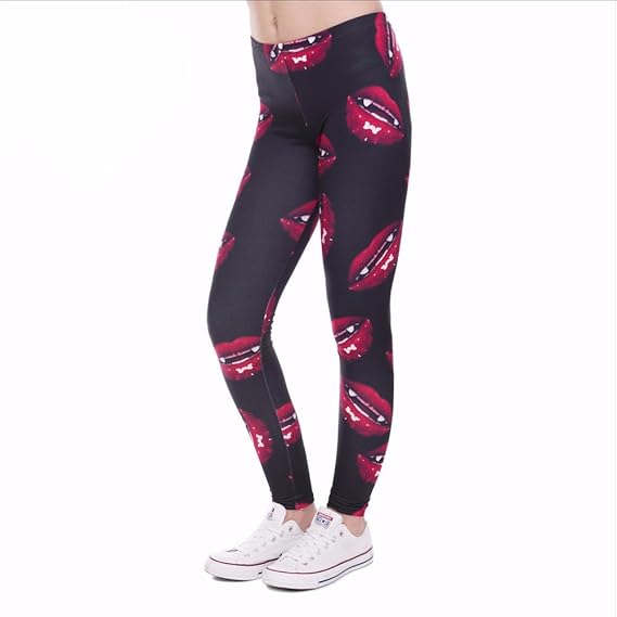 Amazon レディースレギンスファッションセクシーなleginsスケッチ雑草leggins印刷ストレッチ女性パンツレギンス レギンス スパッツ 通販