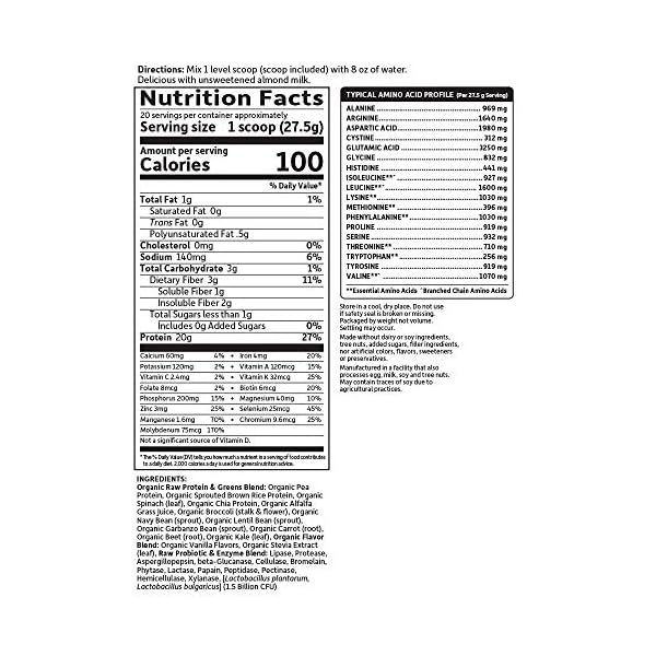 Garden Of Life Raw Protein Greens Vanilla Vegan Protein Powder For Women And Men Juiced Greens And 20g Raw Organic Plant Based Shoppe Home To Top Rated Plant Based And Eco Friendly
