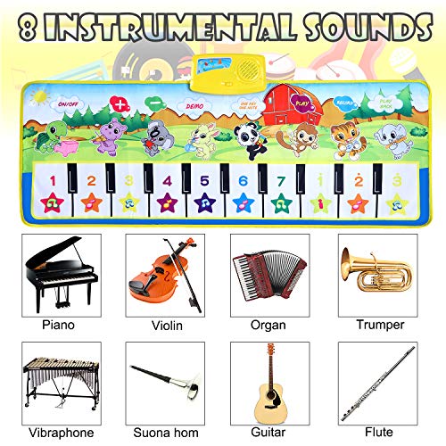 Music Piano Mat, SUPTEMPO Keyboard Playmat Kids Musical Mats Portable&Safe Musical Dance Mat Early Education Toys Gifts For Kids Toddler Girls Boys Christmas