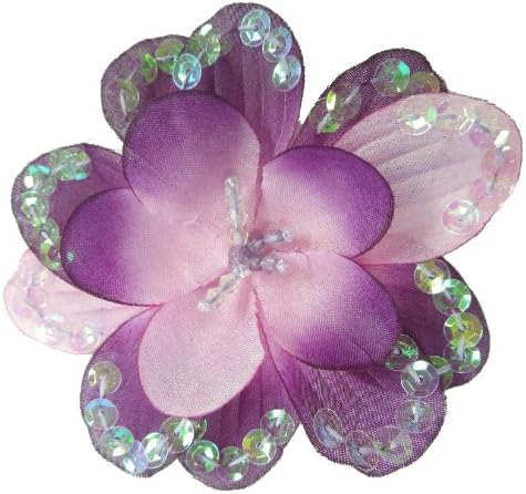 Cuteque International 3-Piece Sequin Flower Craft Beaded Trim, 3-3/4-Inch, Pale Purple