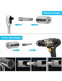 Ginour   Llave de vaso universal multifunción, 3 piezas, 0.276   0.748 in, acero cromo vanadio, kit de reparación profesional con adaptador de llave de carraca y taladro eléctrico