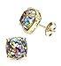 LOYALLOOK Womens Stainless Steel Gold Post Stud Earrings Multi-Color Square Stone Ear Piercing Earrings Golden Tone