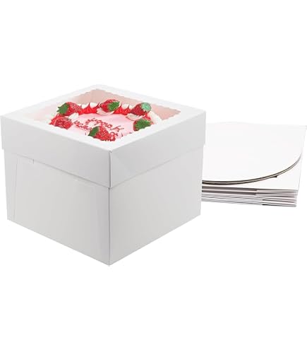 30 Boîtes De Boulangerie Blanches Avec Fenêtre 10.3x10.3x6.4 Cm - Boîtes à Gâteau Roses Pour Mariage Et Pâtisseries