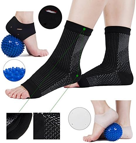 Walea Fitness Compression Foot Sleeve - Plantar Fasciitis Socks - Ankle Socks - Arch Support - Heel Pain Socks for Men Women