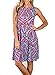 ZESICA Women's Summer Sleeveless Damask Print Pocket Loose T-shirt Dress