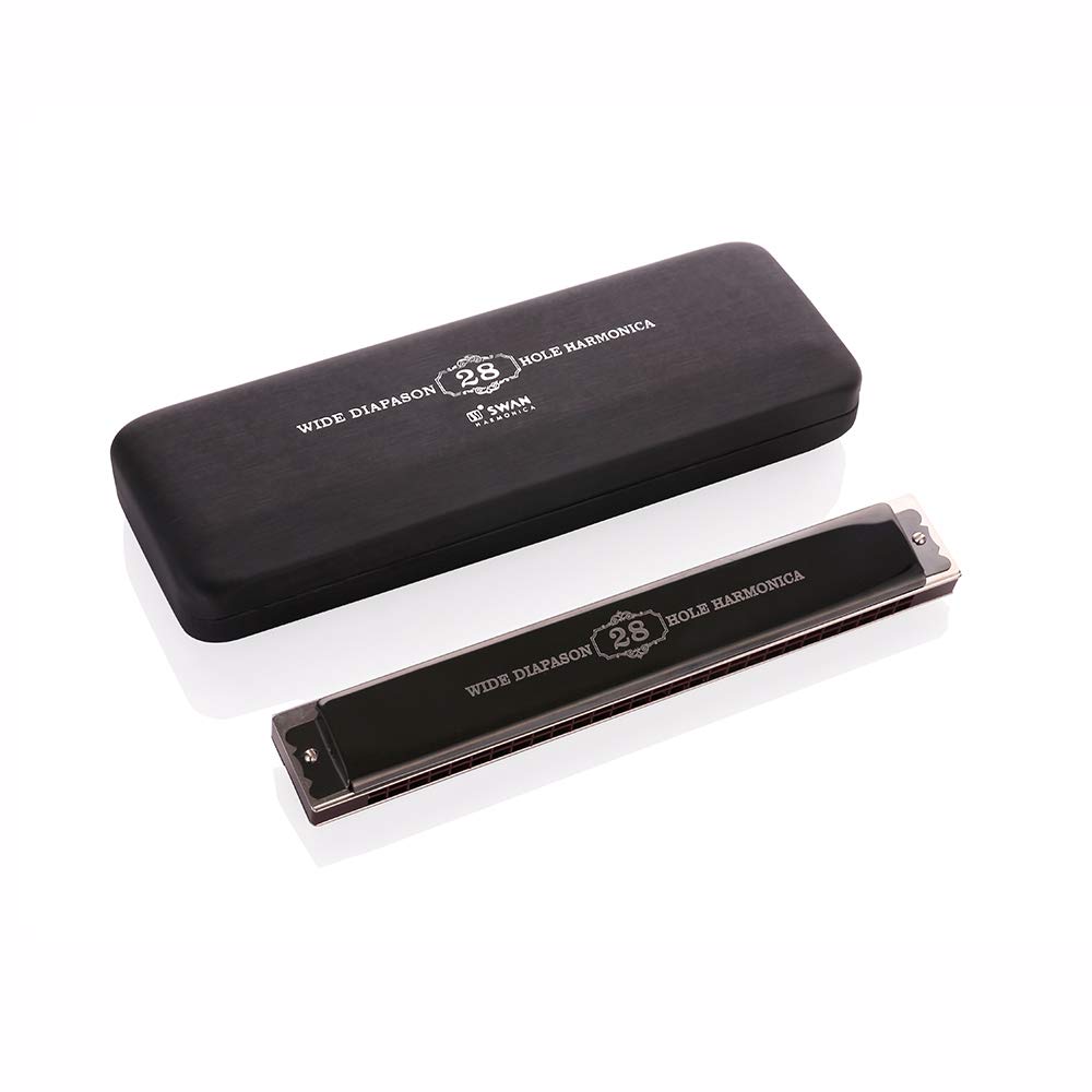 Swan 28-hole Wide Range Playing Harmonica C Key304 Stainless Steel Advanced Phosphor Bronze Gong More Professional Worth Collecting for Adults Beginners Kids