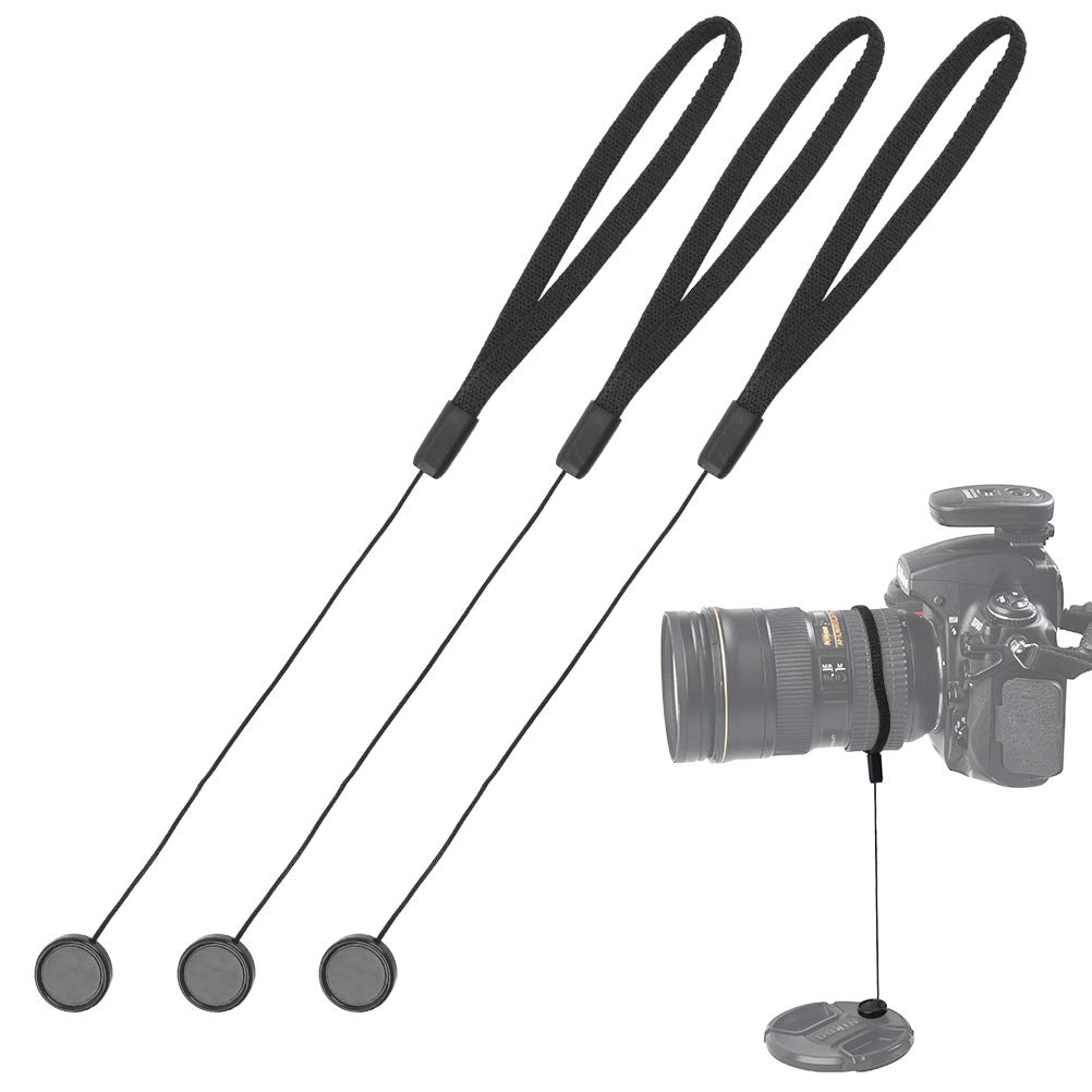 10 Pack Lens Cap Keeper Lens Cap Leash Holder Prevent Lens Cap Lost, Compatible with DSLR Camera (Black)