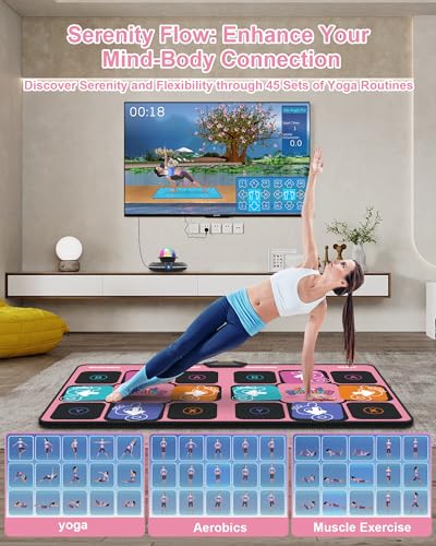 Acelufly Double Dance Mat, TV Dance Mat, Interactive Dance Mat with Multiple Modes, Birthday for Kids, Adults and Girls (Light Pink)